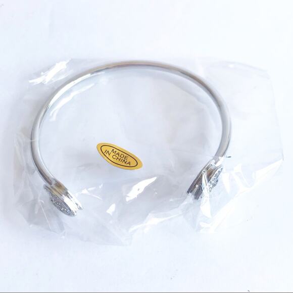 Baublebar Silver Rhinestone Heart Open Bangle Bracelet Gifts Sparkle Love - Picture 4 of 5